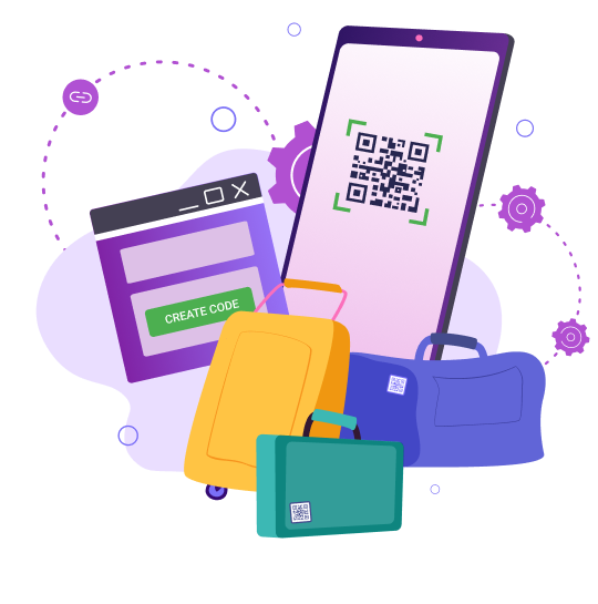 QR Code on Luggage & Tablet